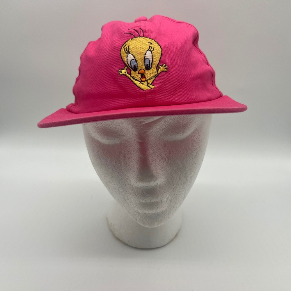 Vintage 1993 Keds Looney Tunes Tweety Bird Hat Hot Pink Cotton Elastic Back Cap
